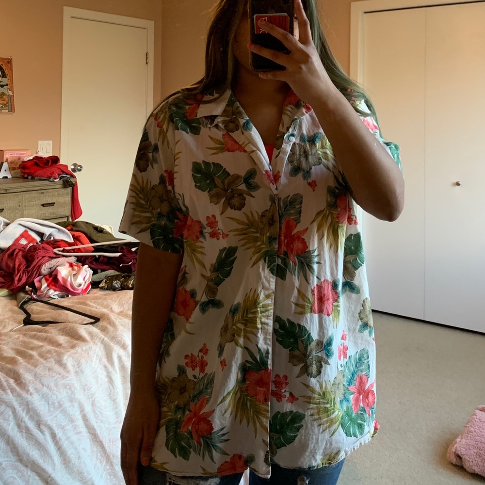banana republic floral hawaiian shirt